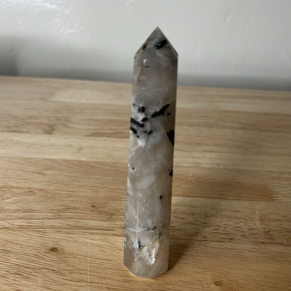 Clear Quartz with Black Tourmaline Crystal Point Tower 3.2 oz - Picture 8 of 8